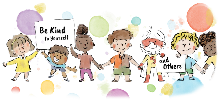 Children standing together holding hands