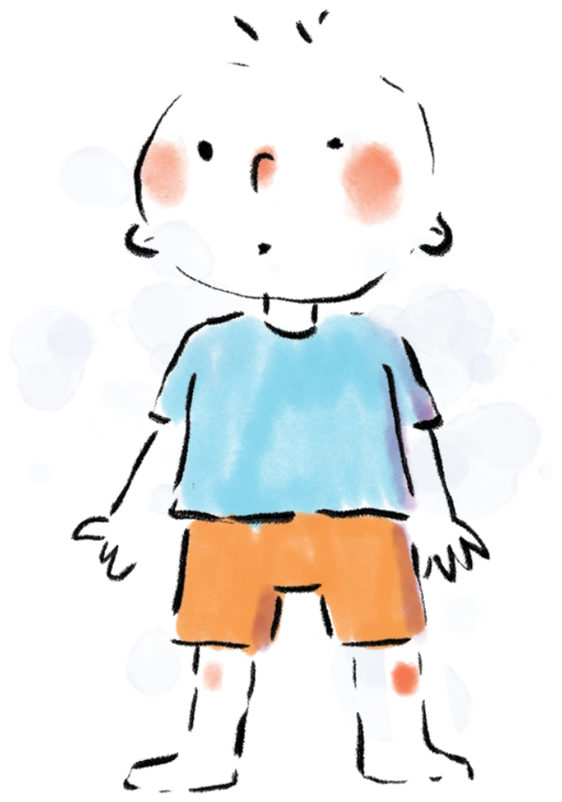 A child standing with a curious expression
