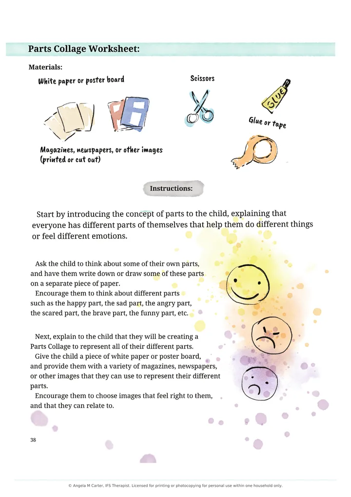 The Parts Collage activity page