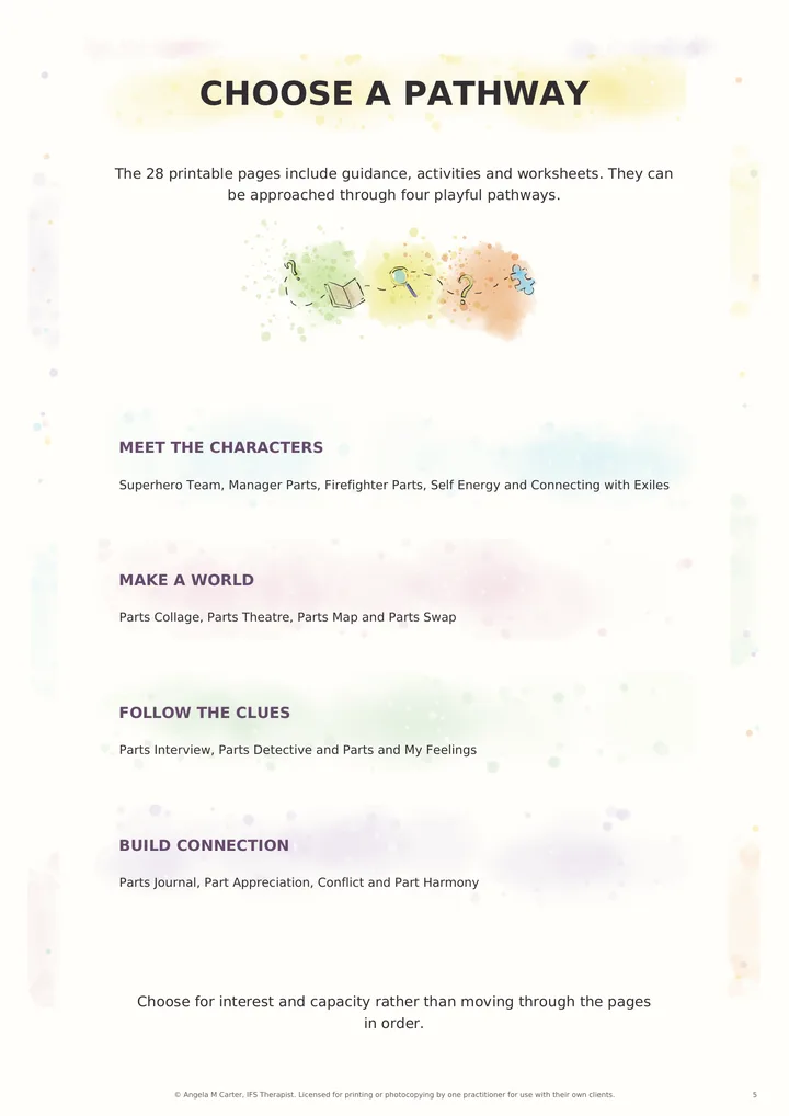 The Choose a Pathway page from the Session Ideas